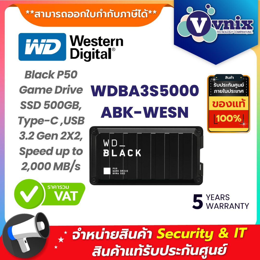 WD External SSD เอสเอสดีพกพา M.2 รุ่น WDBA3S5000ABK-WESN WD External SSD เอสเอสดีพกพา M.2 รุ่น WDBA3S5000ABK-WESN